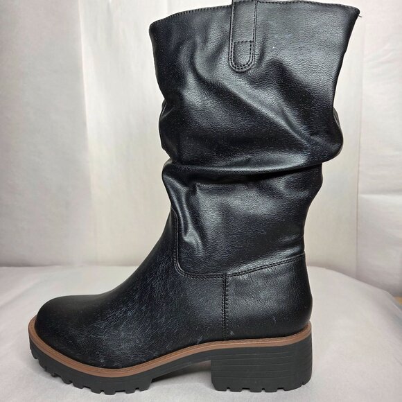 Sun + Stone Women's Nelliee Lug Sole Slouch Black Boots - Picture 4 of 9